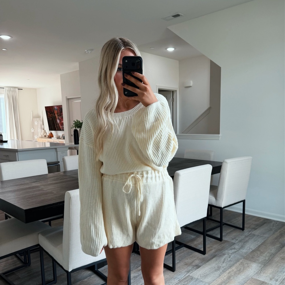 One arrival Cream Knit tie romper